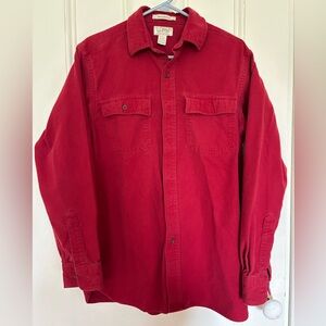 Vintage Men's Red L.L. Bean Chamois flannel Button-Up Overshirt